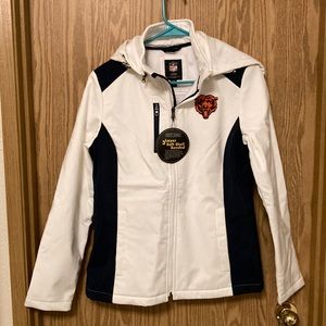 Chicago Bears brand new white 3 layer soft shell bonded jacket never worn